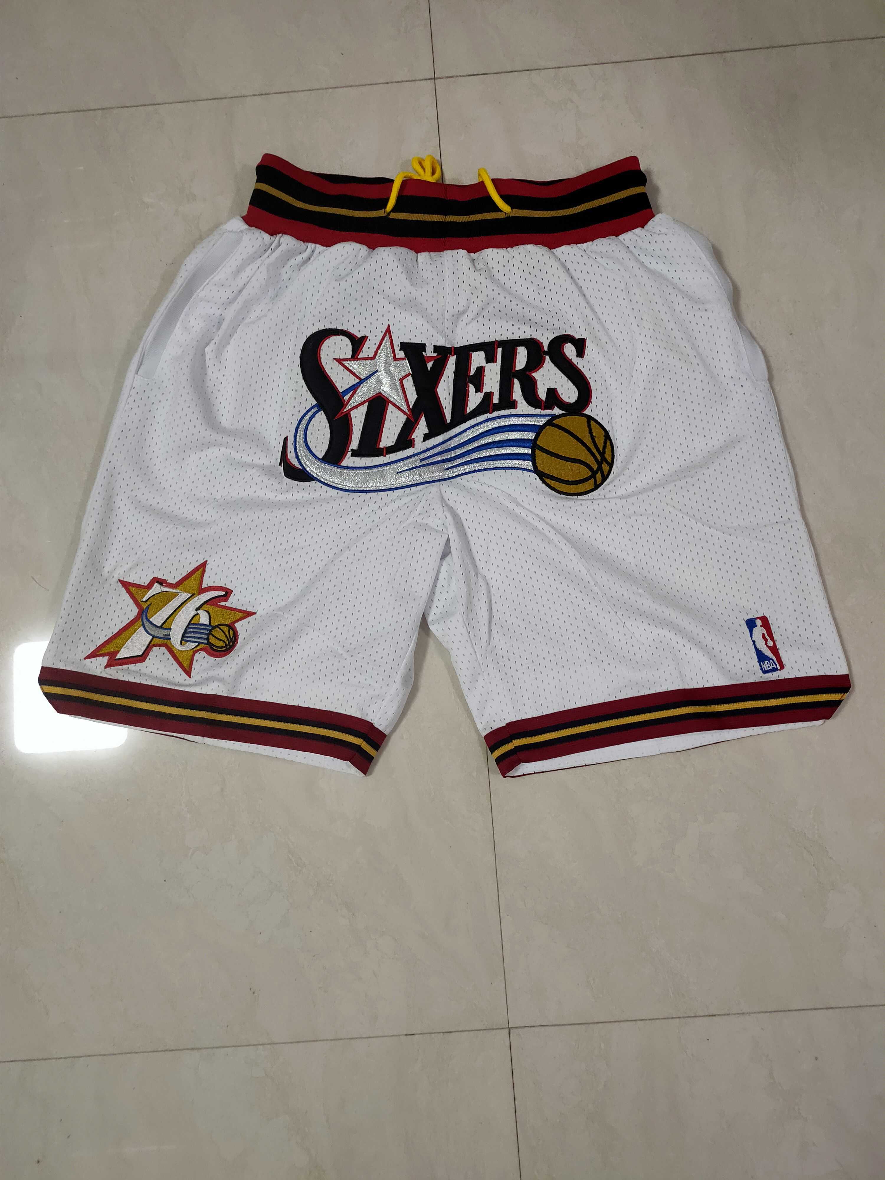 Men NBA 2021 Philadelphia 76ers White Shorts